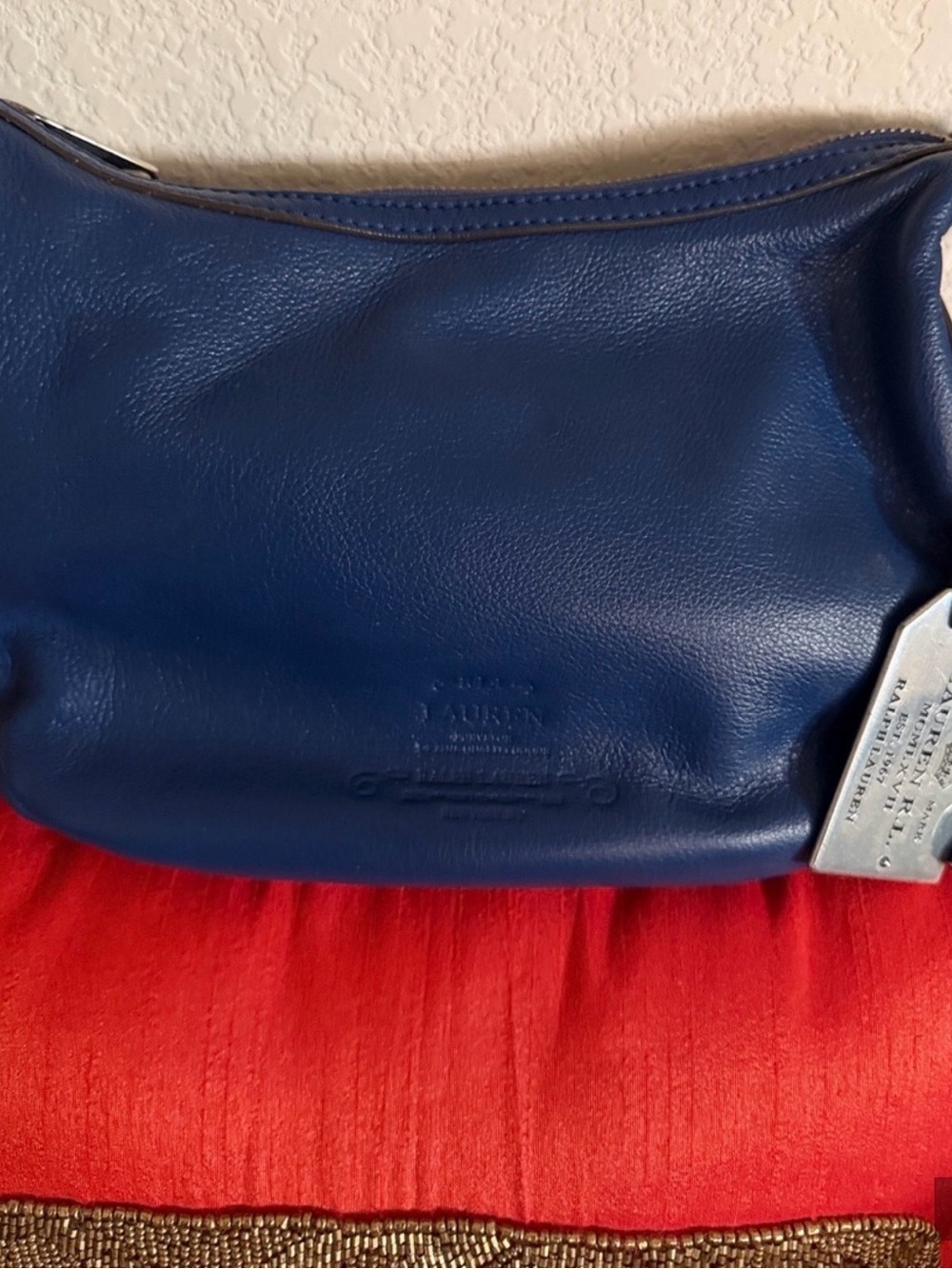 Ralph Lauren Deep Blue Leather Pouch Wristlet